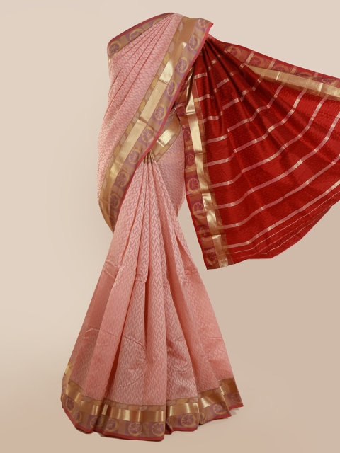 

Pothys Peach-Coloured Printed Art Silk Saree