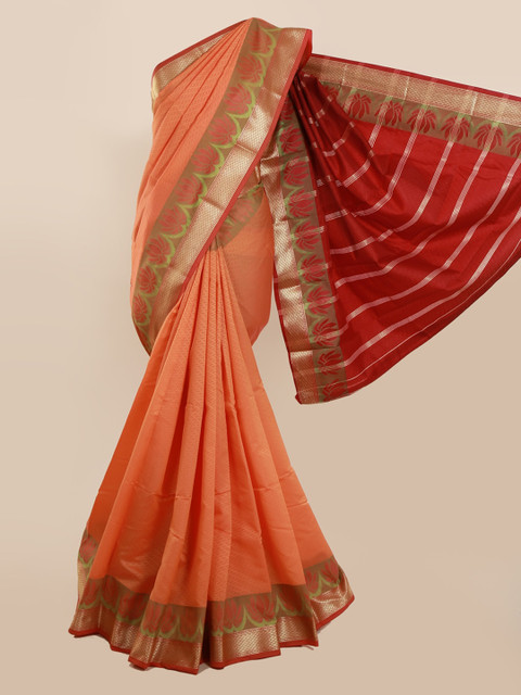 

Pothys Orange Printed Art Silk Saree