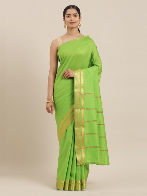 

The Chennai Silks Green Solid Art Silk Saree