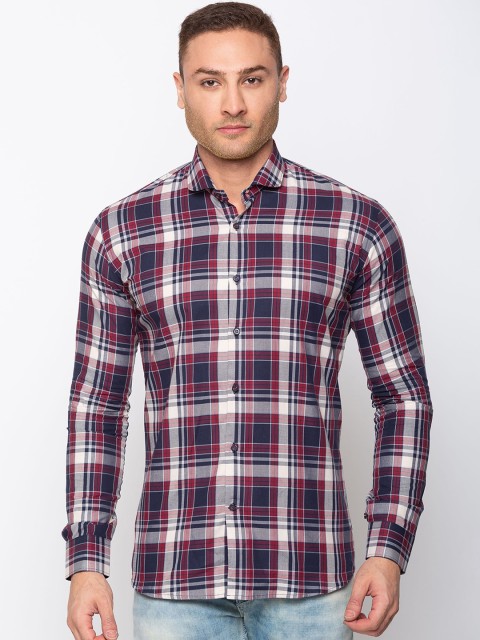 

mode de base Men Red Slim Fit Checked Casual Shirt
