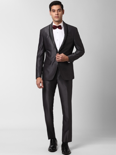 

Peter England Men Grey Solid Slim-Fit Tuxedo Party Suit