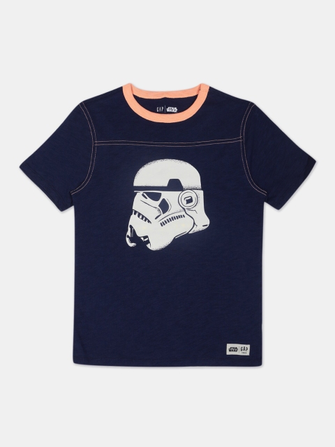 

GAP Boys Navy Blue Printed Round Neck T-shirt