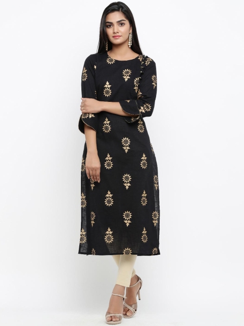

Tistabene Women Black Floral Printed Kurta