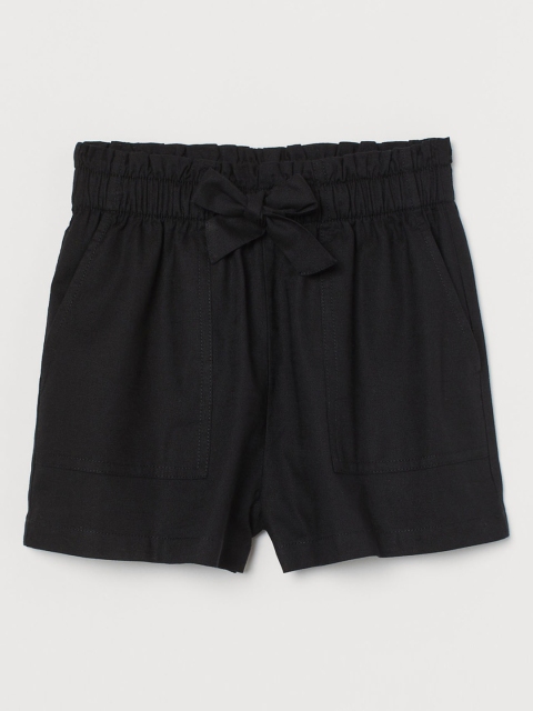 

H&M Girls Black Solid High-waisted Shorts
