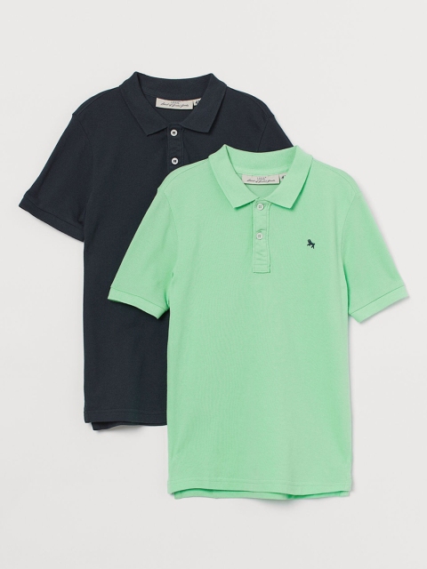 

H&M Mens Blue & Green 2-pack polo shirts