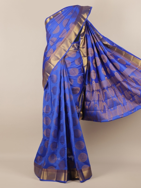 

Pothys Blue Woven Design Jute Silk Saree