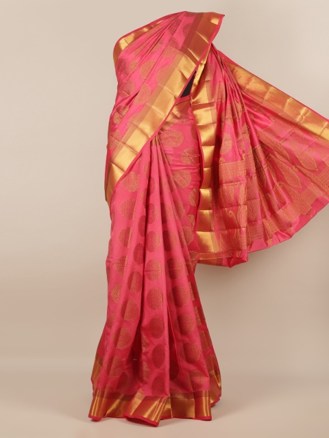 

Pothys Pink Woven Design Jute Silk Saree