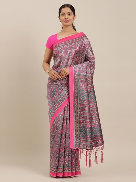 

The Chennai Silks Magenta Printed Polyester Saree