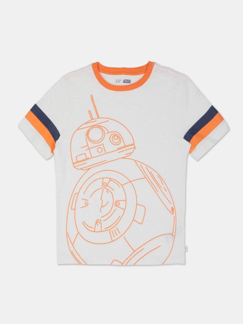 

GAP Boys White Printed Round Neck T-shirt