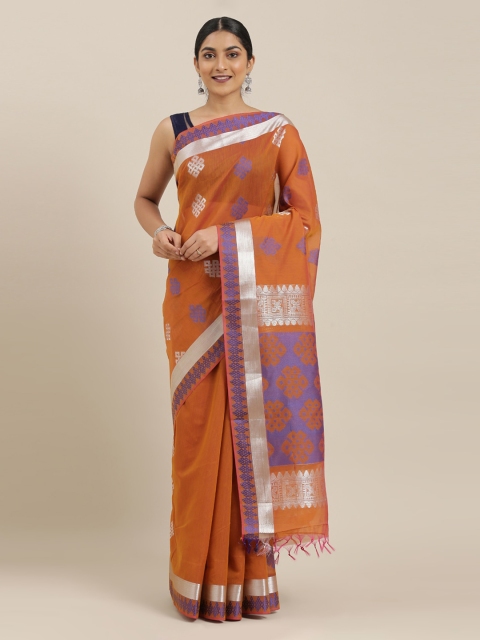 

The Chennai Silks Rust Silk Cotton Woven Design Maheshwari Saree
