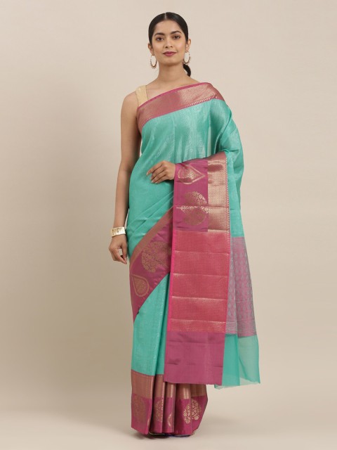 

The Chennai Silks Green Organza Woven Design Banarasi Saree