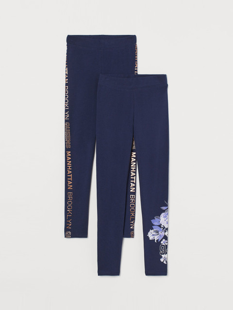 

H&M Girls Navy Blue 2-Pack Leggings