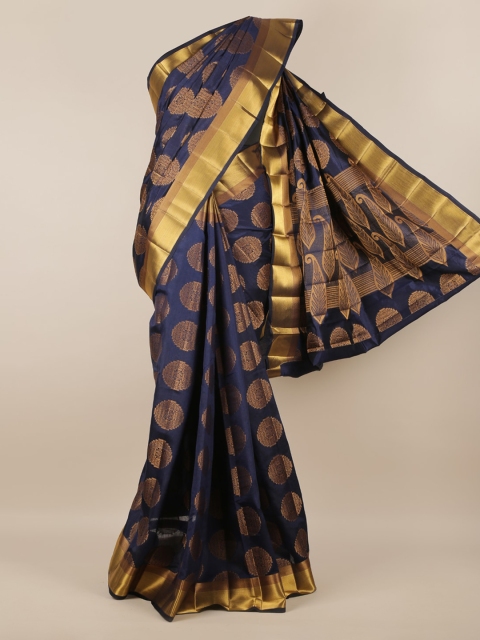 

Pothys Navy Blue Woven Design Jute Silk Saree