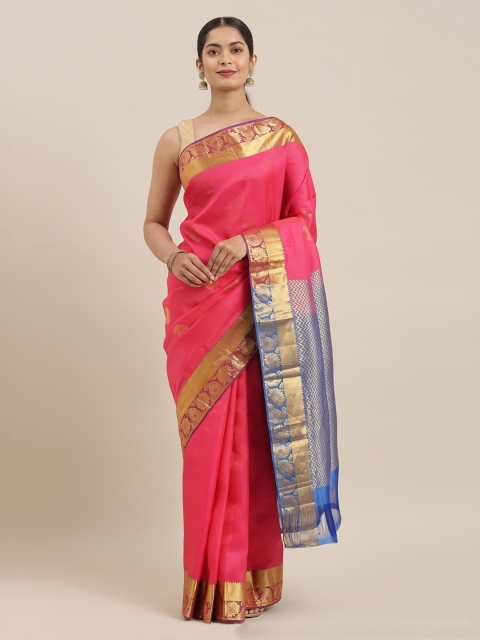 

The Chennai Silks Magenta & Gold-Toned Pure Silk Woven Design Kanjeevaram Saree