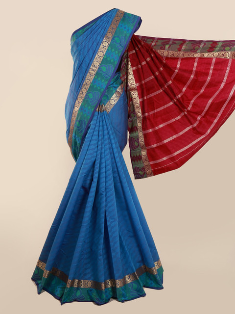 

Pothys Blue Solid Art Silk Saree