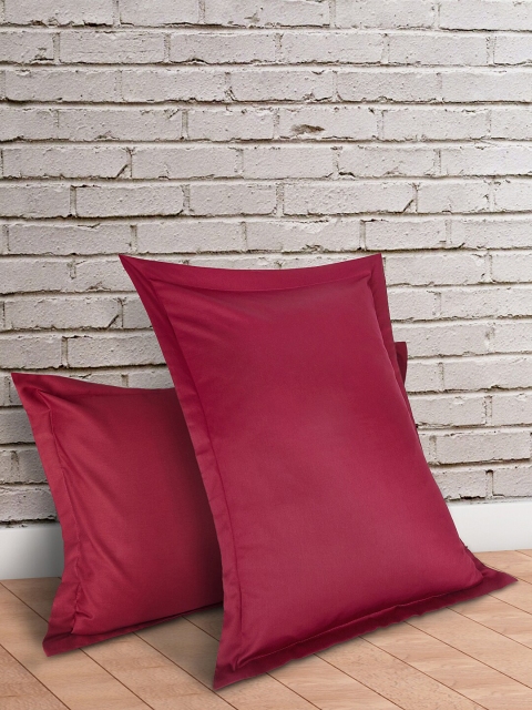 

Living scapes by Pantaloons Set Of 2 Maroon Solid Pillow Covers