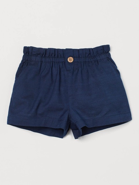 

H&M Girls Blue Solid Paper bag shorts