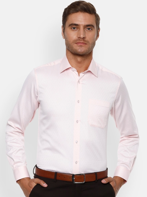 

Louis Philippe Men Peach-Coloured Slim Fit Self Design Casual Shirt