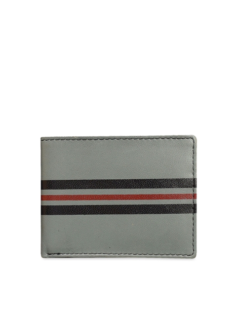 

ABYS Men Grey & Black Striped Two Fold Wallet