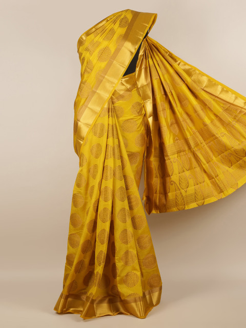 

Pothys Mustard Woven Design Jute Silk Saree