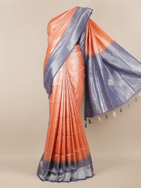 

Pothys Peach-Coloured Woven Design Jute Silk Saree