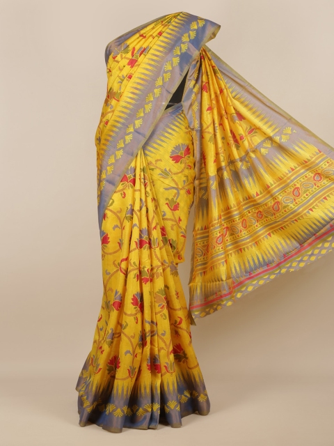 

Pothys Yellow Woven Design Jute Silk Saree