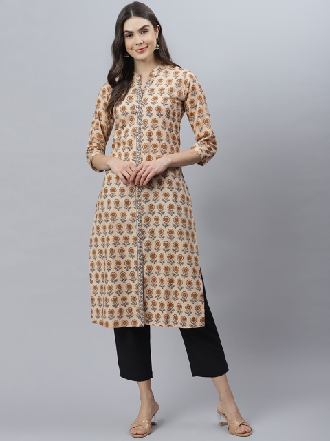 

Qomn Women Peach-coloured Ethnic Motifs Printed Kurta