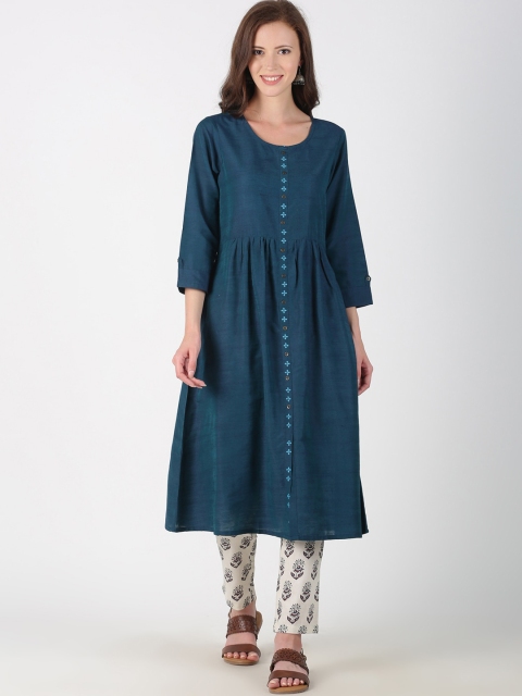 

Saffron Threads Women Teal Green Kurta