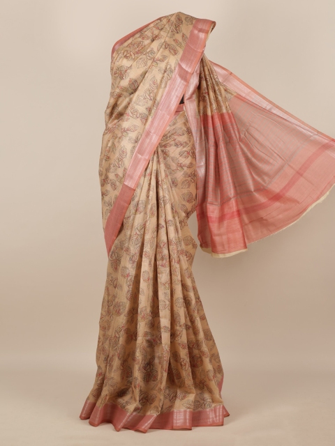 

Pothys Cream-Coloured Printed Linen Blend Saree