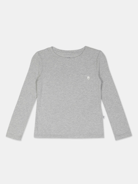 GAP Girls Grey Long Sleeve Heathered T-Shirt