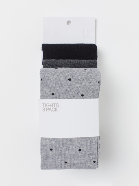 

H&M Girls Multicoloured 3-Pack Fine-Knit Tights, Multi