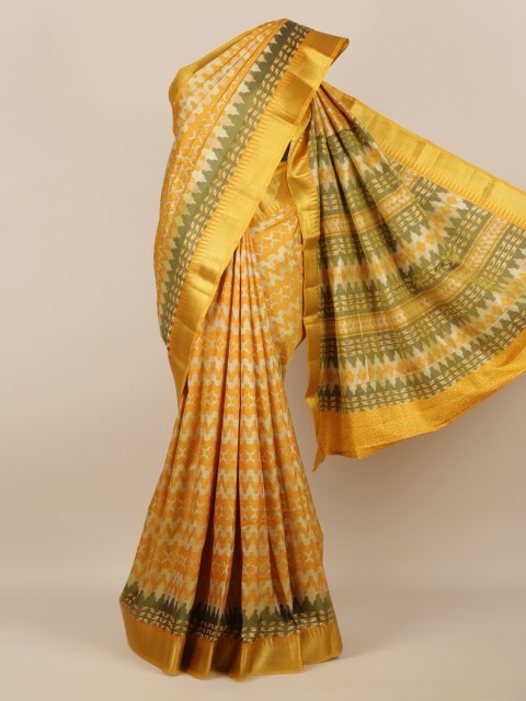 

Pothys Mustard Printed Jute Silk Saree
