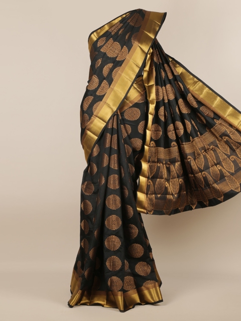 

Pothys Black Woven Design Jute Silk Saree