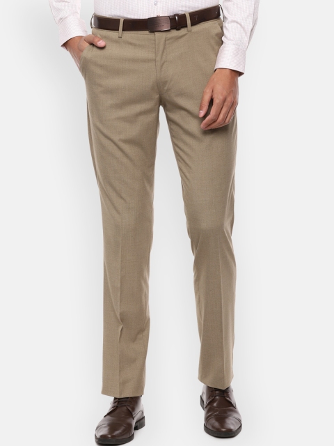 

Louis Philippe Men Beige Regular Fit Solid Formal Trousers