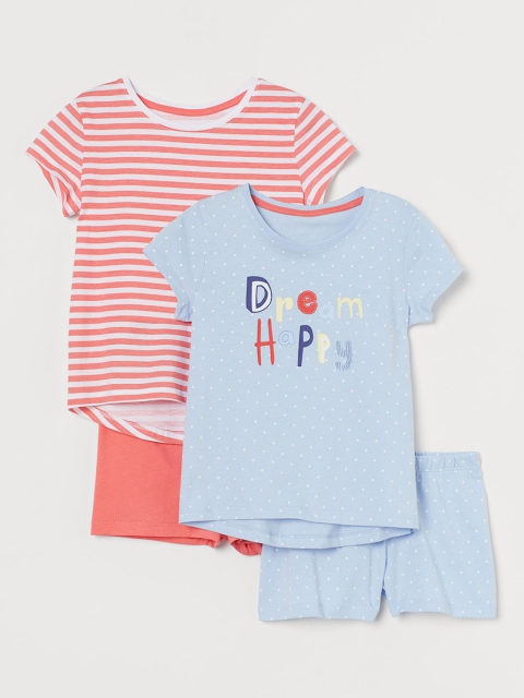 

H&M Girls Blue & Red Printed Cotton 2-Pack Jersey Pyjamas