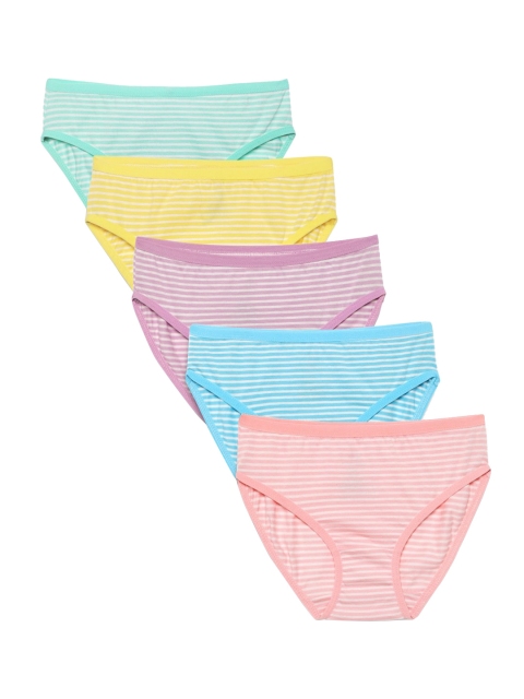 

Charm n Cherish Girls Pack Of 5 Striped Basic Briefs-GWBRO49, Blue