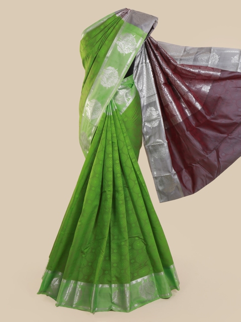 

Pothys Green & Silver-Toned Art Silk Printed Saree