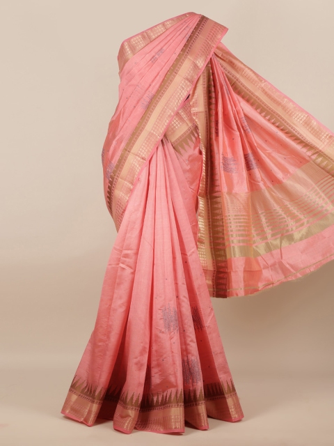 

Pothys Peach-Coloured Woven Design Jute Silk Saree