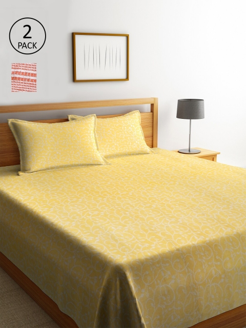 

KLOTTHE Set Of 2 Floral Double King Bed Covers with 4 Pillow Covers, Red