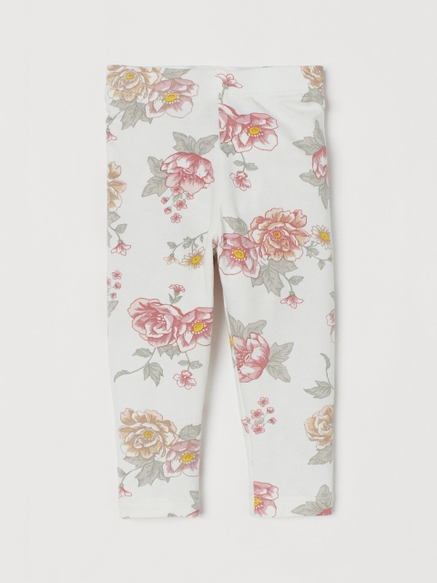 

H&M Girls White Printed Patterned leggings