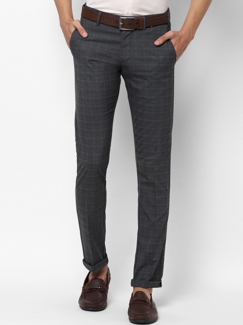 

Allen Solly Men Grey & Blue Slim Fit Checked Regular Trousers