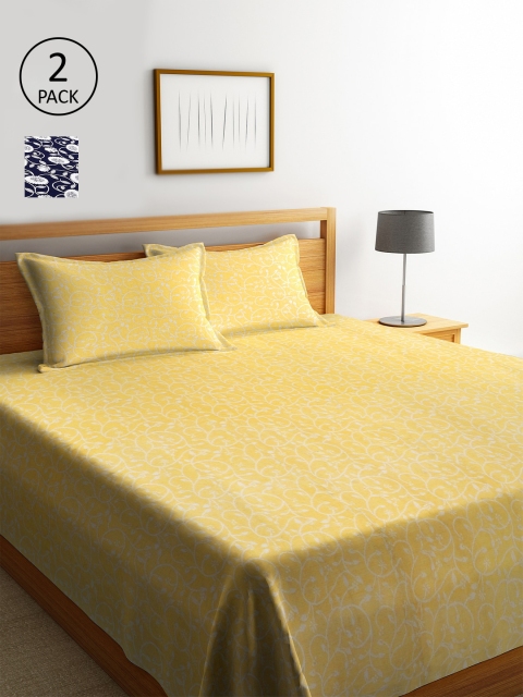 

KLOTTHE Set Of 2 Double King Bed Covers With 4 Pillow Covers, Multi