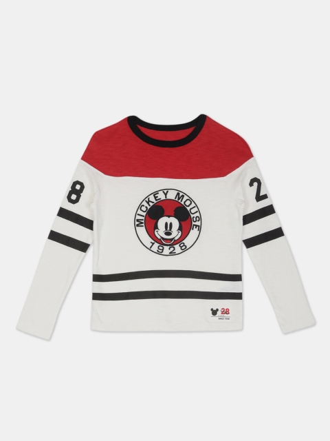 

GAP Boys White Mickey Mouse Appliqued Colour Block T-Shirt