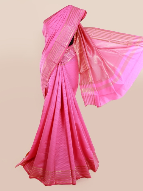 

Pothys Pink Solid Art Silk Saree