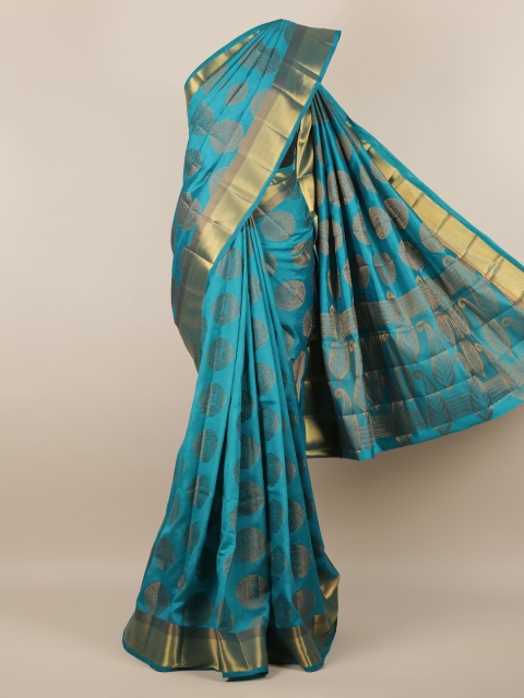 

Pothys Blue Woven Design Jute Silk Saree