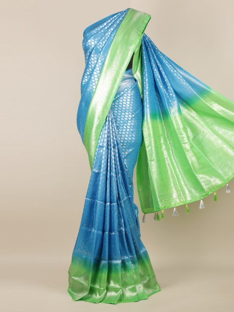 

Pothys Blue Woven Design Jute Silk Saree