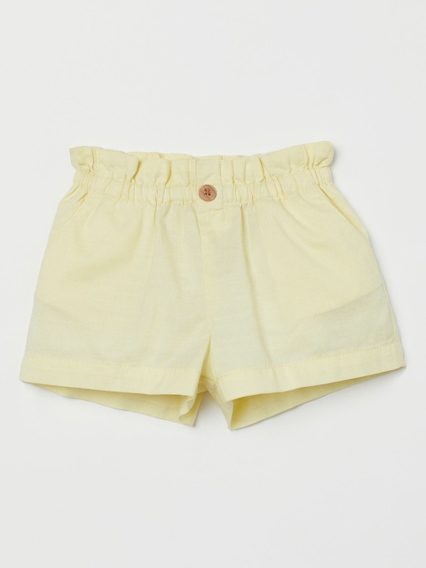 

H&M Girls Yellow Solid Paper Bag Shorts