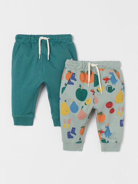 

H&M Boys Green & Orange Printed 2-Pack Cotton Joggers