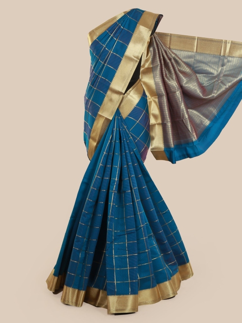 

Pothys Blue Checked Art Silk Saree