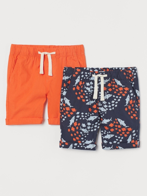 

H&M Boys 2-Pack Pure Cotton Shorts, Orange